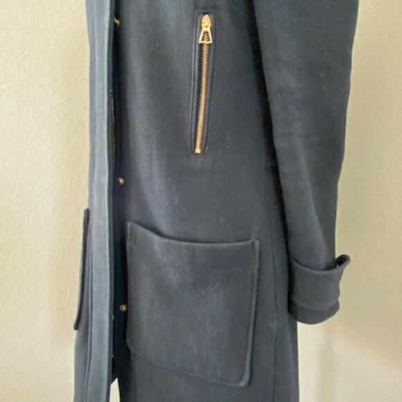 ZARA Trafaluc Navy Blue Wool Parka Coat Jacket XS - Picture 11 of 14